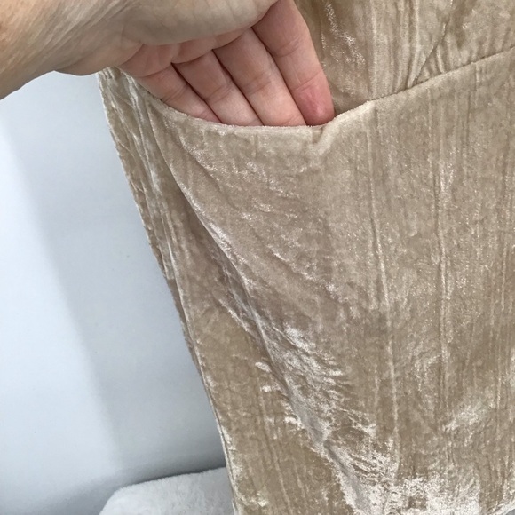 Anthropologie Floreat Crinkle Velvet Dress Casual Career Champagne Size XS - Picture 5 of 10